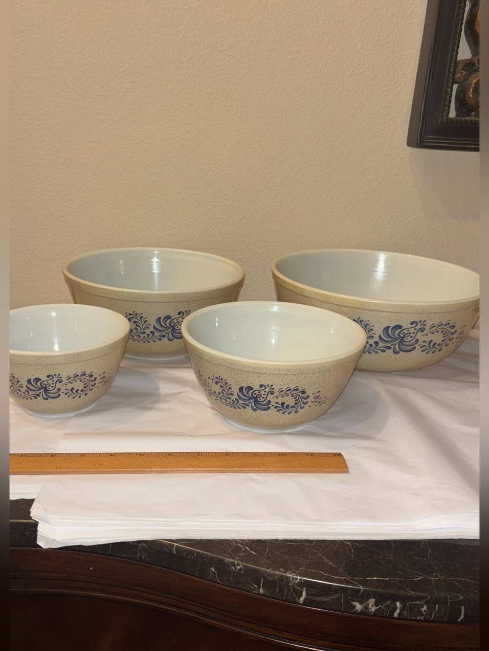 Vintage Pyrex Homestead  401,402,403,404  set of 4 mixing bowls Excellent